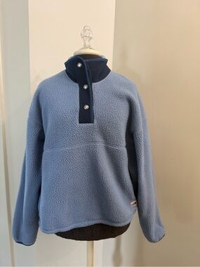 North Face Light Blue Snap-Front Fleece Pullover Sweater Women’s Size M